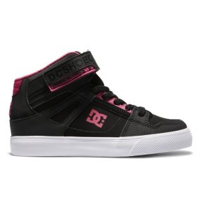 Dětské Šněrovací Boty DC Pure High Elastic Krajkové High Tops Černé Růžové Černé | CKQWZG-810